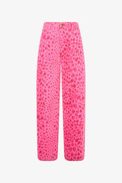 Roberto Cavalli The Jaguar Kiss Pink Print Jeans