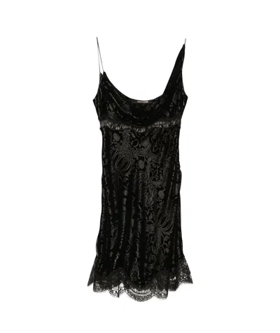 Roberto Cavalli Jacquard Mini Dress In Black