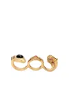 Roberto Cavalli Three-finger Snake Stone-embellished Ring In Gold