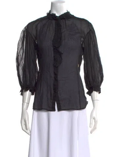Pre-owned Roberto Cavalli Three-quarter Sleeve Blouse In Black