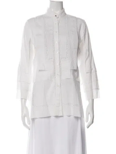 Pre-owned Roberto Cavalli Three-quarter Sleeve Blouse In White