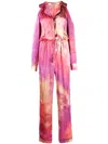 Roberto Cavalli Tie-dye Drawstring Jumpsuit In Pink