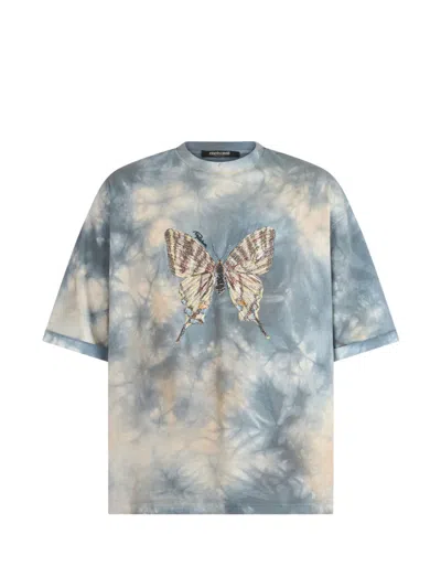 Roberto Cavalli Tie-dye Butterfly-print T-shirt In Black
