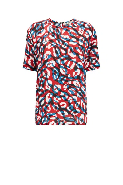 Roberto Cavalli T-shirt In Red/lapis