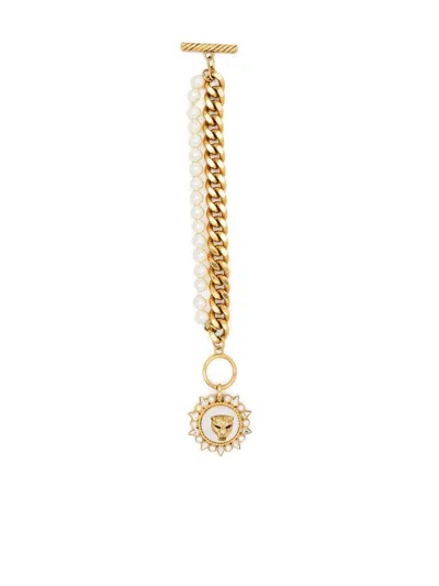 Roberto Cavalli Tiger-detail Chain-link Bracelet In Gold