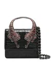 Roberto Cavalli Crocodile Texture Cross-body Bag With Chain Strap In Black
