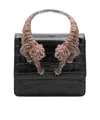 Roberto Cavalli Crocodile Texture Cross-body Bag With Chain Strap In Black