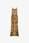 Roberto Cavalli Tiger Fil-coupé Maxi Dress In Gold
