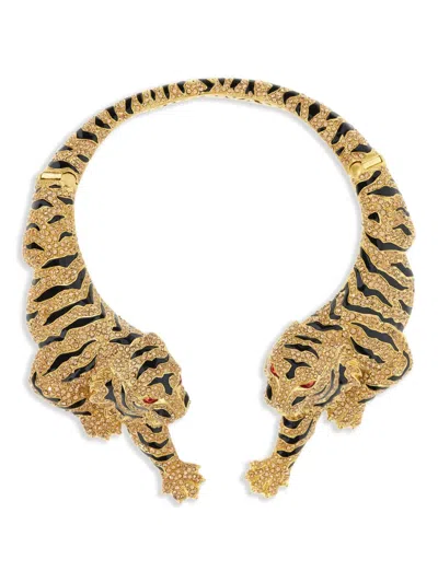 Roberto Cavalli Tiger-motif Cuff Necklace In Gold