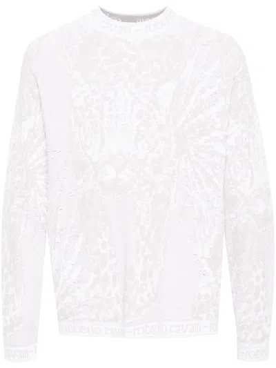 Roberto Cavalli Tiger-motif Jacquard Jumper In Pink