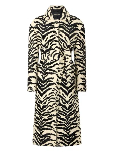 Roberto Cavalli Mantel Mit Print In Bianco/nero