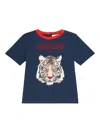 Roberto Cavalli Tiger-print Crew-neck T-shirt In Blue