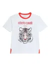 Roberto Cavalli Tiger-print Panelled T-shirt In White