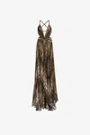 Roberto Cavalli Tiger-print Silk Maxi Dress In Multicolor