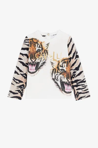 Roberto Cavalli Kids' Tiger-print T-shirt In White