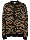 Roberto Cavalli Tiger-print Virgin Wool Sweatshirt In Orange