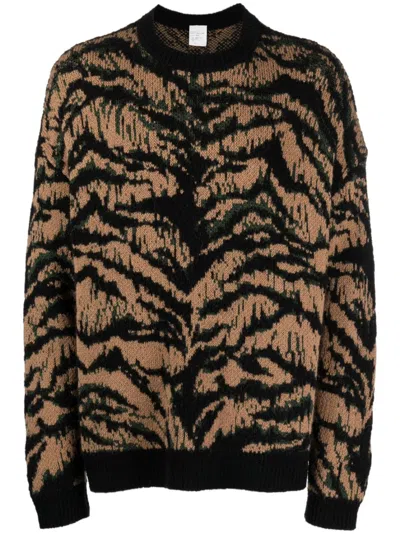 Roberto Cavalli Tiger-print Virgin Wool Sweatshirt In Orange