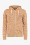 Roberto Cavalli Hoodie With Tiger Skin Print In Beige
