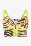 Roberto Cavalli Tiger Skin Print Crop Top In Light Brown