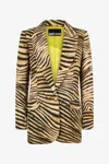 Roberto Cavalli Tiger Skin Print Jacket In Light Brown