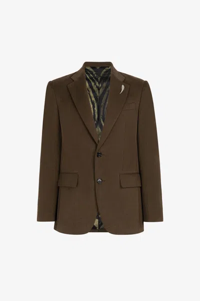 Roberto Cavalli Tiger Tooth Blazer In Ivy Green
