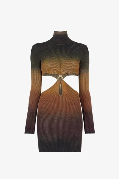 Roberto Cavalli Tiger Tooth Cut-out Mini Dress In Multicolor