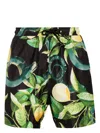 Roberto Cavalli Tiger Tooth-detailed Lemon-print Swim Shorts In Black