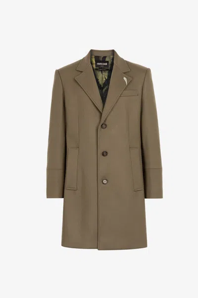 Roberto Cavalli Tiger Tooth Single-breasted Coat In Dark Green