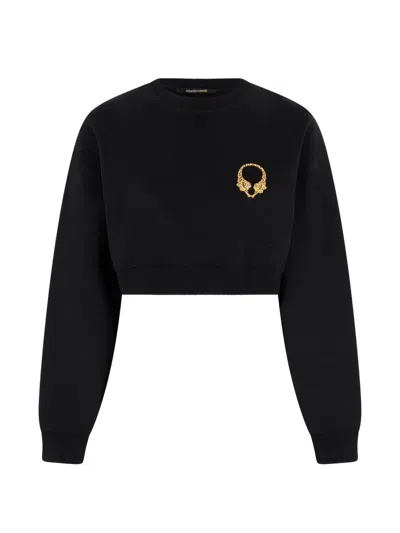 Roberto Cavalli Tiger-motif Cropped Sweater In Multi