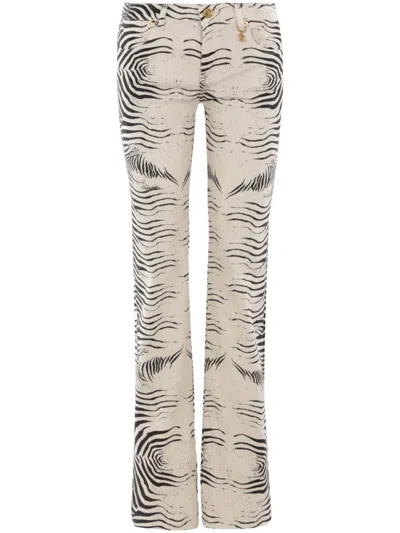 Roberto Cavalli Tigress-print Trousers In White