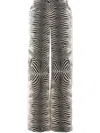 Roberto Cavalli High Waist Zebra Pattern Wide Leg Trousers In White