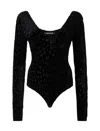 Roberto Cavalli Black Bodysuit With Jaguar Skin Pattern In Black
