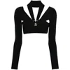 Roberto Cavalli Long-sleeve Cropped Top In Black