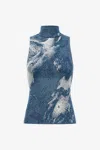Roberto Cavalli Patterned-jacquard Glitter Top In Denim