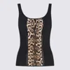 Roberto Cavalli Sleeveless Animal Print Top With Studded Detail In Black
