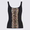 Roberto Cavalli Sleeveless Animal Print Top With Studded Detail In Black