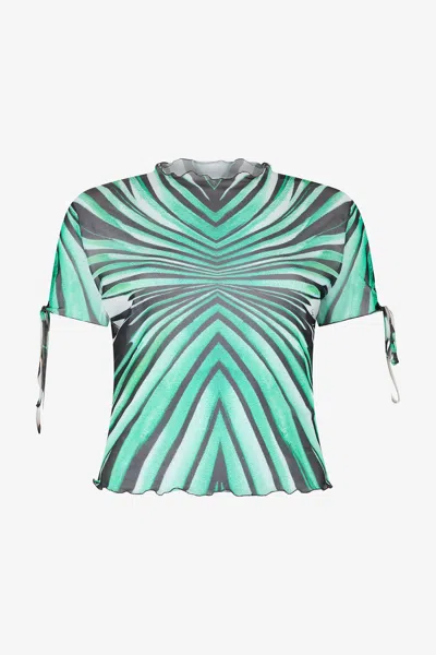 Roberto Cavalli Ray Of Sea Print Cropped T-shirt