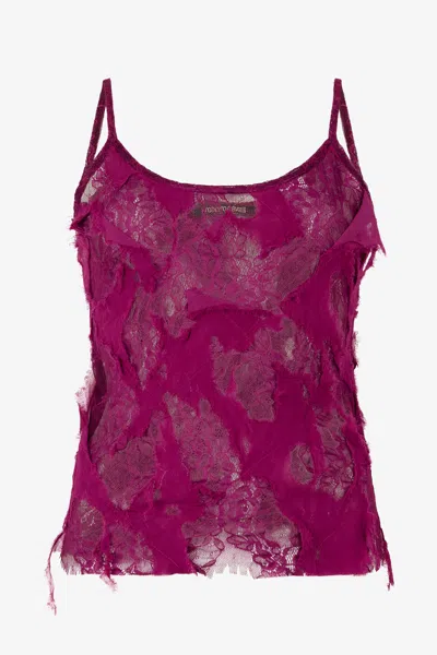 Roberto Cavalli Top Mit Spitze Im Destroyed-effekt In Purple