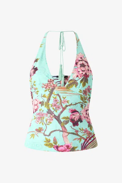 Roberto Cavalli Top With Floral Print In Multi