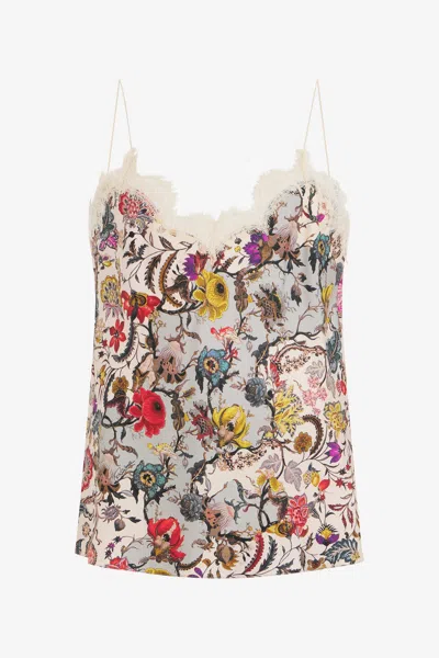 Roberto Cavalli Top With Florentine Flowers Print In Multi