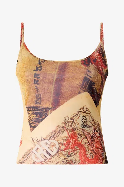 Roberto Cavalli Top With Thin Straps And All-over Print