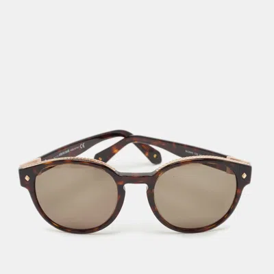 Pre-owned Roberto Cavalli Tortoise Brown Rc956s Round Sunglasses