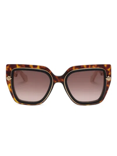 Roberto Cavalli Tortoiseshell Oversized Sunglasses In Brown