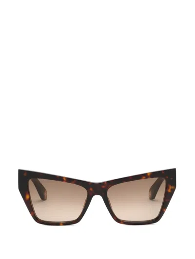 Roberto Cavalli Tortoiseshell-effect Logo-plaque Sunglasses In Brown