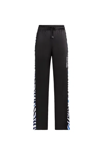 Roberto Cavalli Sea Zebra-print Track Pants In Black