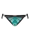 Roberto Cavalli Triangular Ray Of Sea Print Bikini Bottom In Black