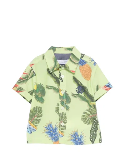 Roberto Cavalli Babies' Tropic-print Top In Green