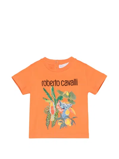 Roberto Cavalli Babies' Tropical-graphic T-shirt In Orange