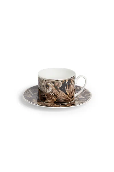 Roberto Cavalli Tropical Jungle Black Tea Set In Multi