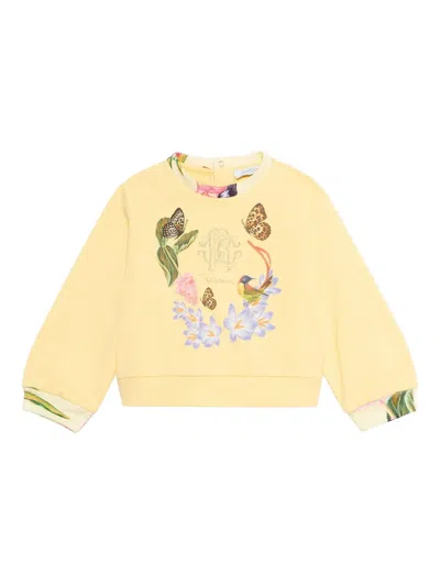 Roberto Cavalli Babies' Tropical-print Sweatshirt In Yellow